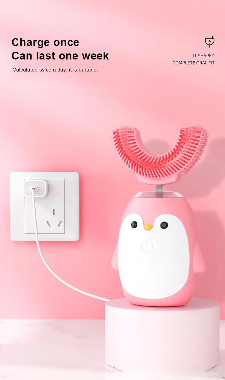 new design Power baby 360 degrees electric toothbrush soft creative silicon owl u shaped automatic electric toothbrush kids
