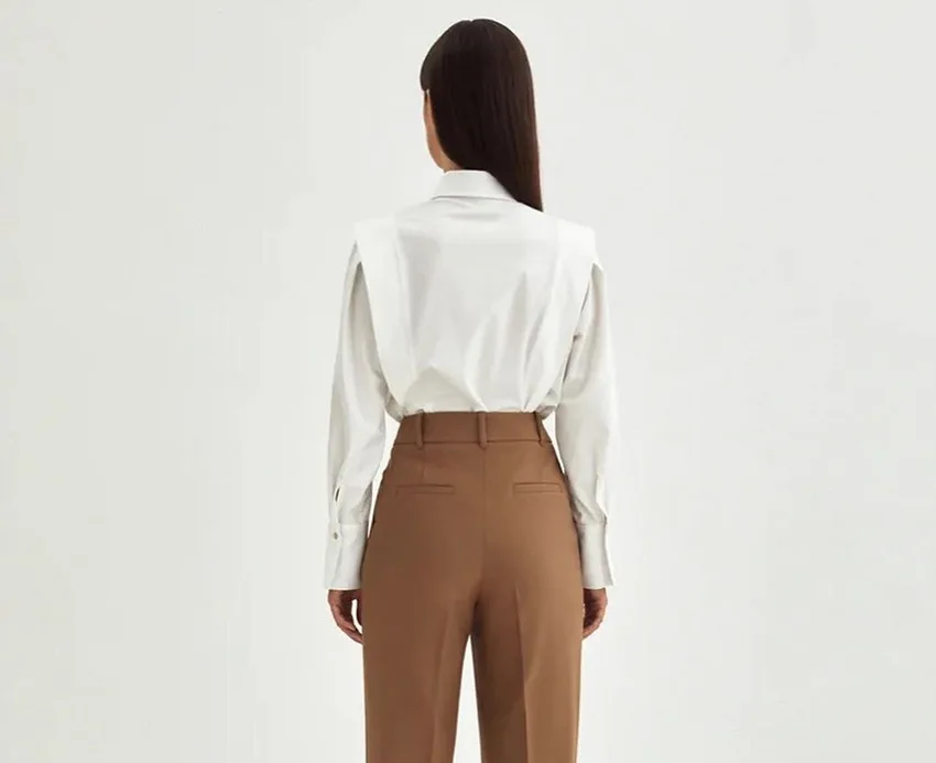 2023 Spring Autumn White Black Women Blouses New Design Long Sleeves Trendy Fashion Woman Clothing Solid Shirt Ladies Femme Top Custom Logo Clothing