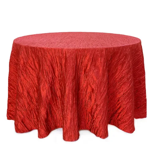 Fancy Round tablecloth 132 inch Wedding Pink Crinkle Taffeta Tablecloths