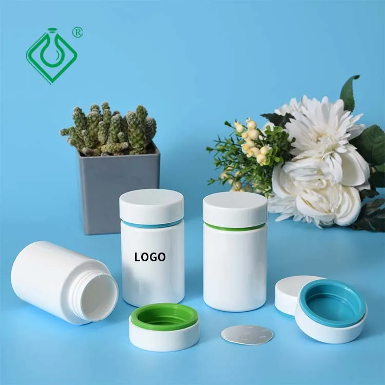 Wholesale pet 200ml vitamin bottle black flip top lid vintage white capsule vitamin bottle