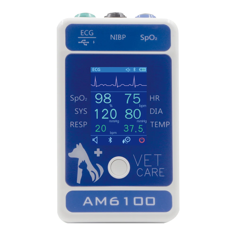Shanghai BERRY Portable handheld  Veterinary monitor AM6100 cat dog APP health monitor clinical use and home care vet monitor