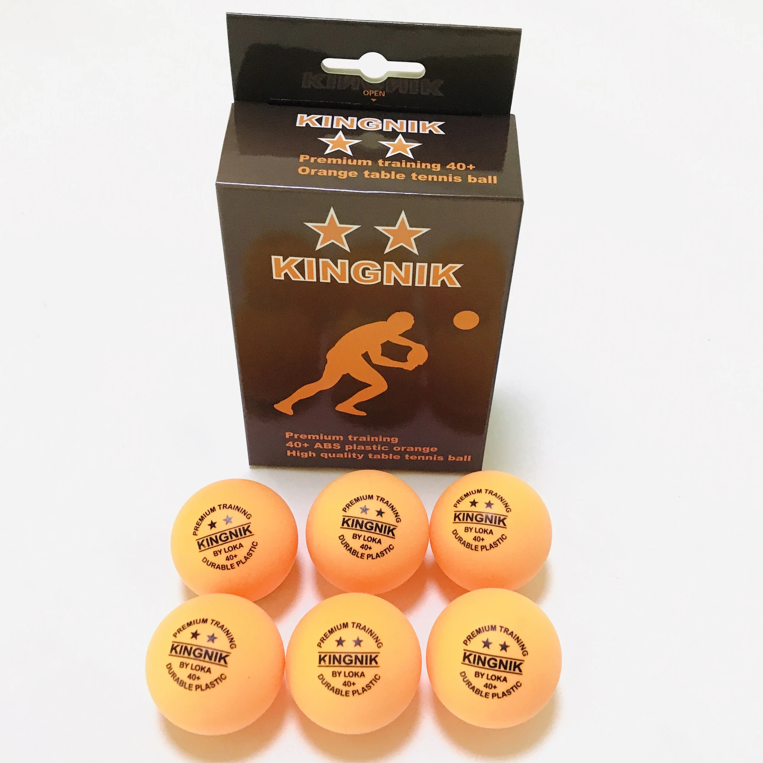  Тренировочный мяч KINGNIK 2 звезды LOKA premium 40 + оранжевый пластиковый для настольного тенниса (6 мячей в