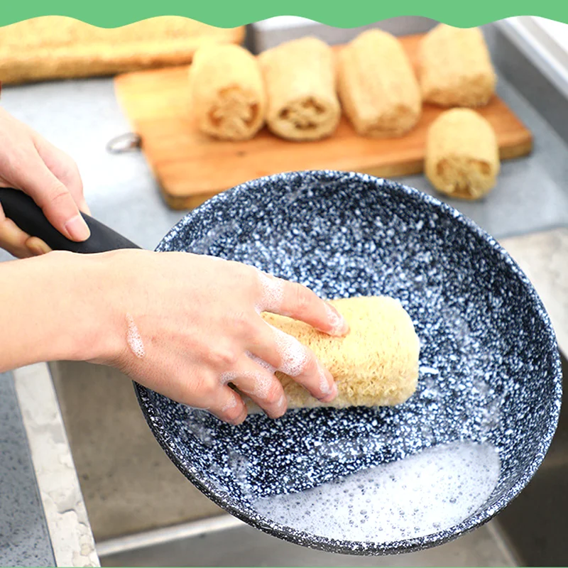 Wholesale Eco-friendly Natural Loofah Towel Dish Scrubber Household Cleaning Tools & Accessories