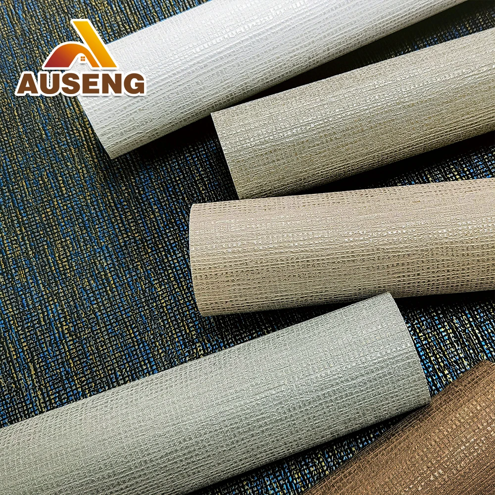 Factory Wholesale Heat Resistant Natural Grasscloth PVC Wall paper Vinyl Wallcovering Wallpaper For Hotel Wall Decoration