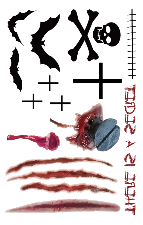 Custom Horror Big Mouth Face Scar Spider and Pumpkin Makeup Spooky Party Tattoo Sticker Halloween Temporary Tattoo