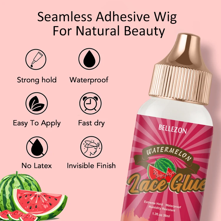 Bellezon Lace Glue Waterproof Sweat Resistant Watermelon Scent Super Hold Lace Glue Adhesive