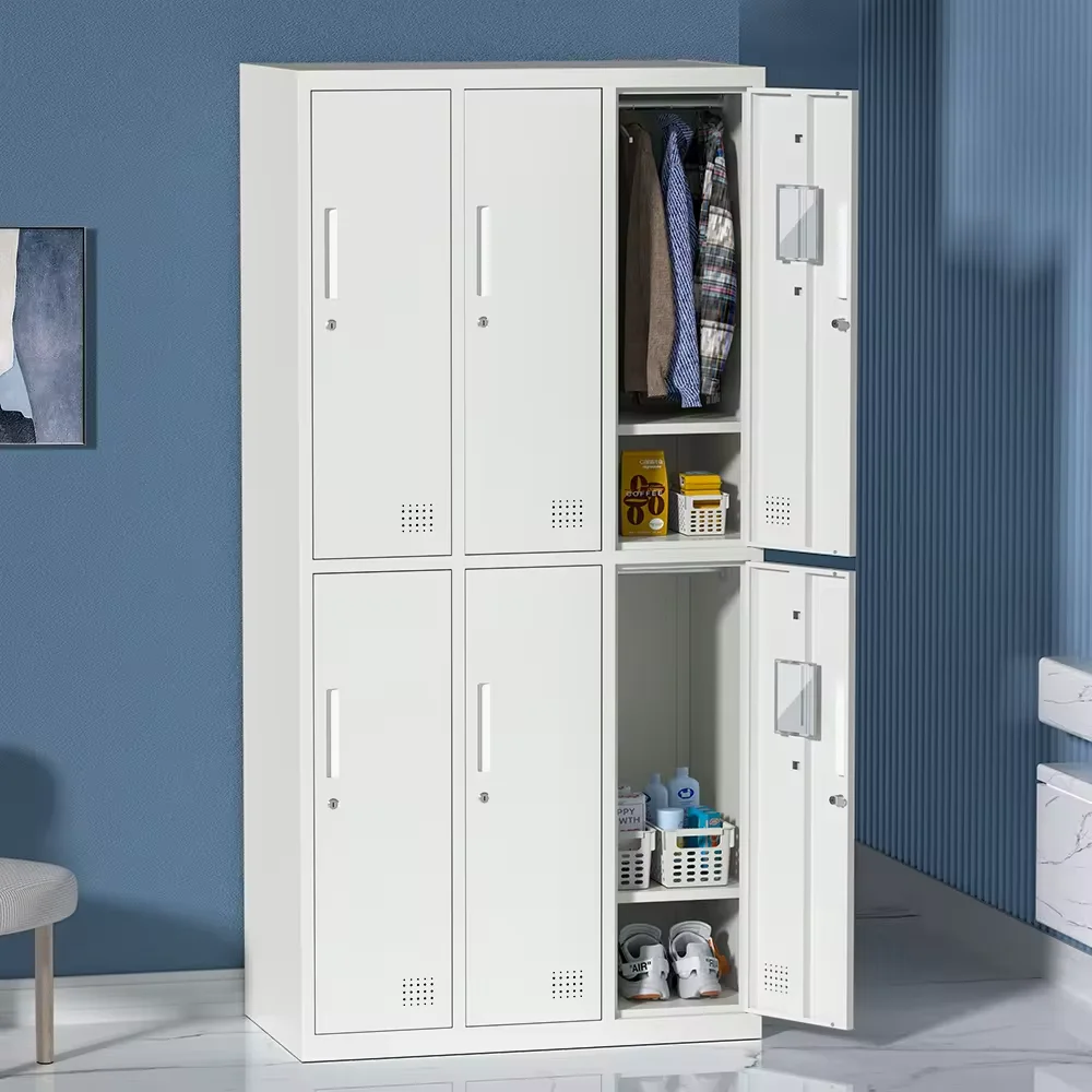 High quality file cabinet Steel Locker Cabinet 6 Door Wardrobe Clothes Storage iron cupboard clothing lockers of office home