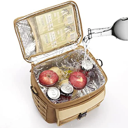 Large Black Men Adult Tactical Insulated Meal Prep Lunch Box with Should Strap for Work School Picnic Cooler Bag