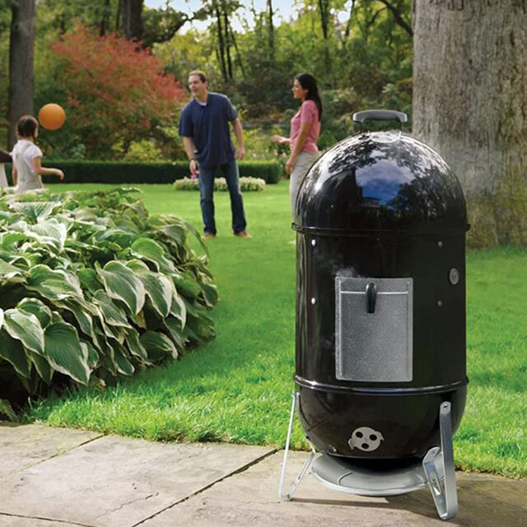Modern Turkey Roasting Freestanding Smoker Charcoal Cylinder Barbecue BBQ Grill