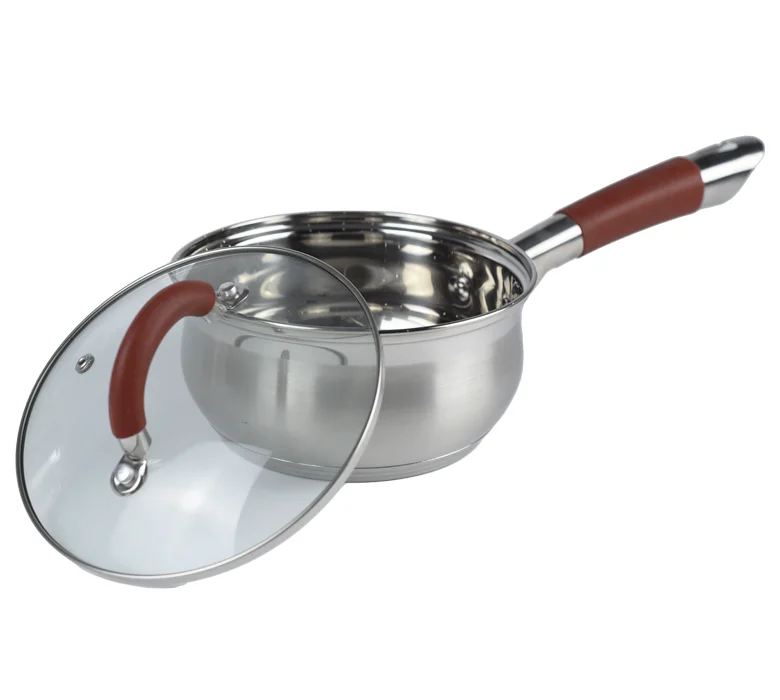 Induction soup pot silicone handle saucepan kitchen ware pots and pans non stick cooking pot set stainless steel cookware sets