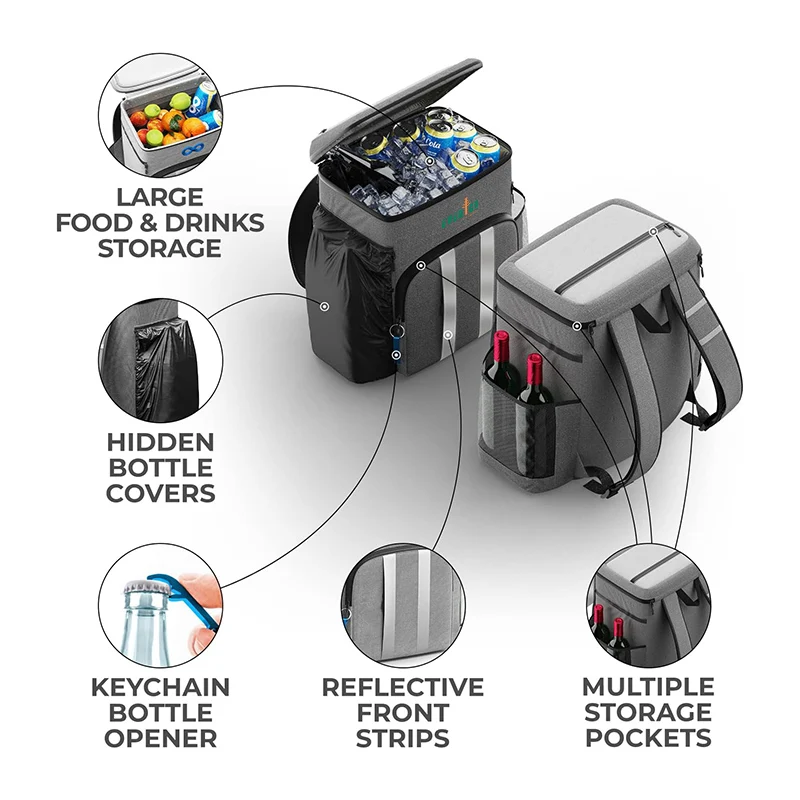 2024 New Portable Waterproof Lightweight Cooler Backpack Insulated Leak Proof Soft Cooler Bag for Picnic Camping & Lunch
