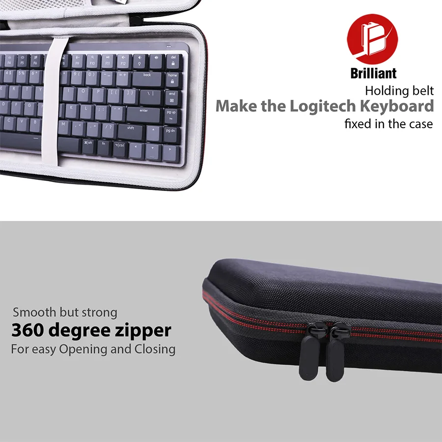 Buweilian Illuminated Mini Wireless Keyboard Case Replacement EVA Protective Hard Case Logitech MX Mechanical Home Travel