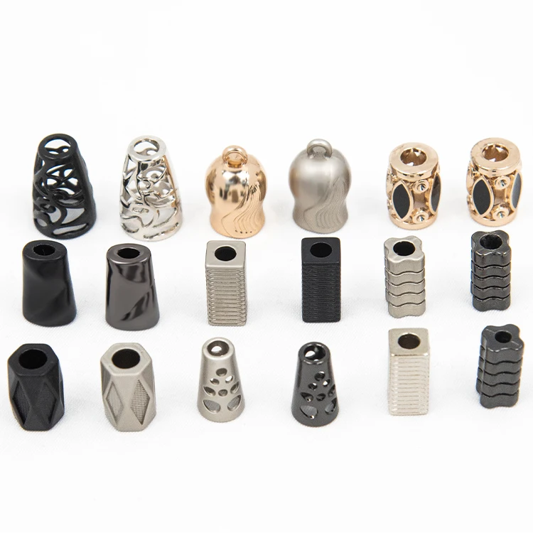 Garment gold black string ends swimwear bikini rope end stop metal cap stopper metal drawstring silver cord end for cord