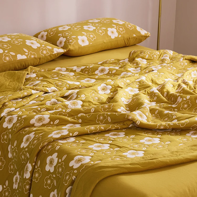 Hot sale personalized flower pattern blankets bedding blanket knitted 100% cotton blanket
