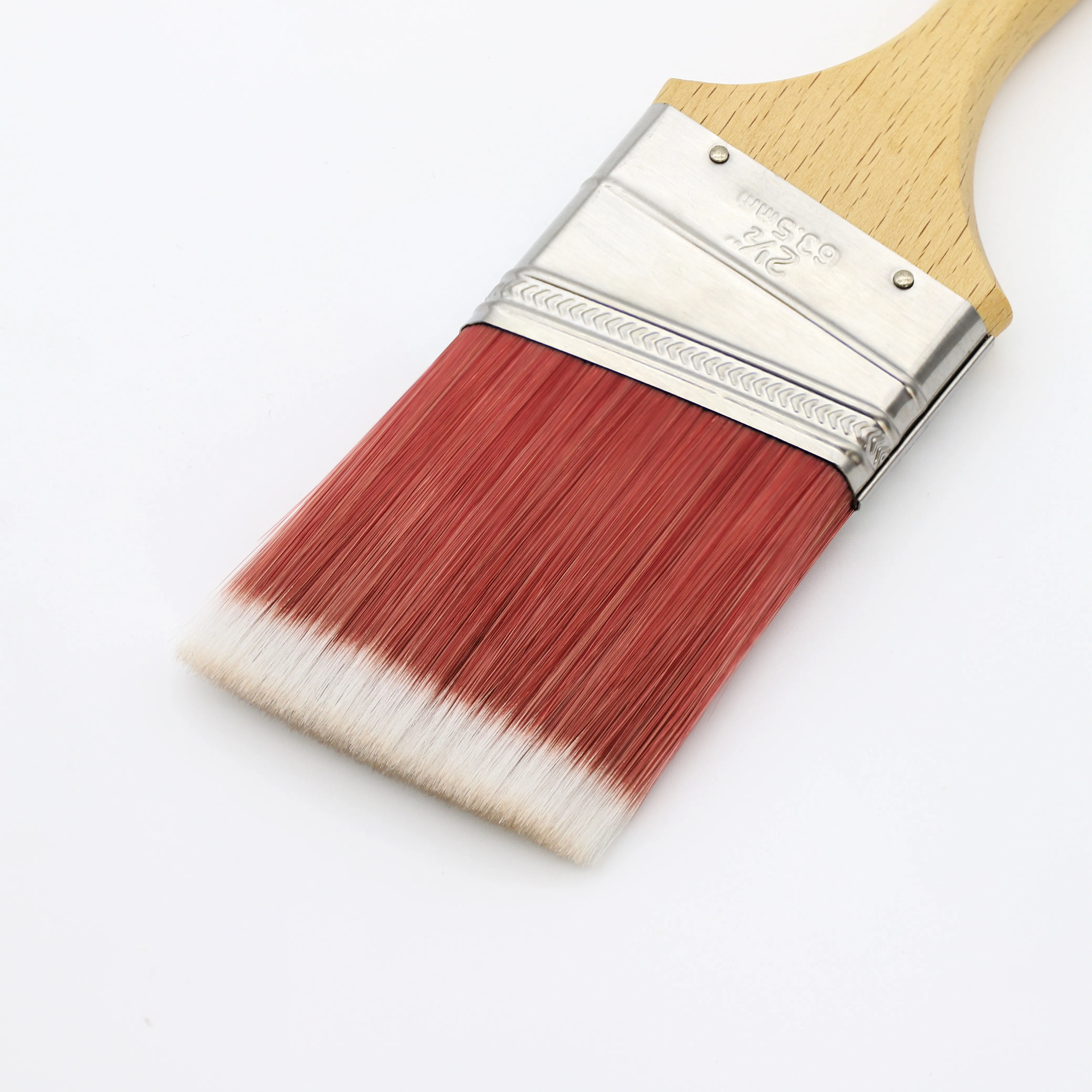 High Quality Red PBT/PET Synthetic Filament Wall Paint Brushes Wood Handle for DIY Polishing OEM Customizable