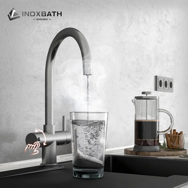  Набор смесителей для кухни Inoxbath 3 в 1 кран из нержавеющей стали горячего