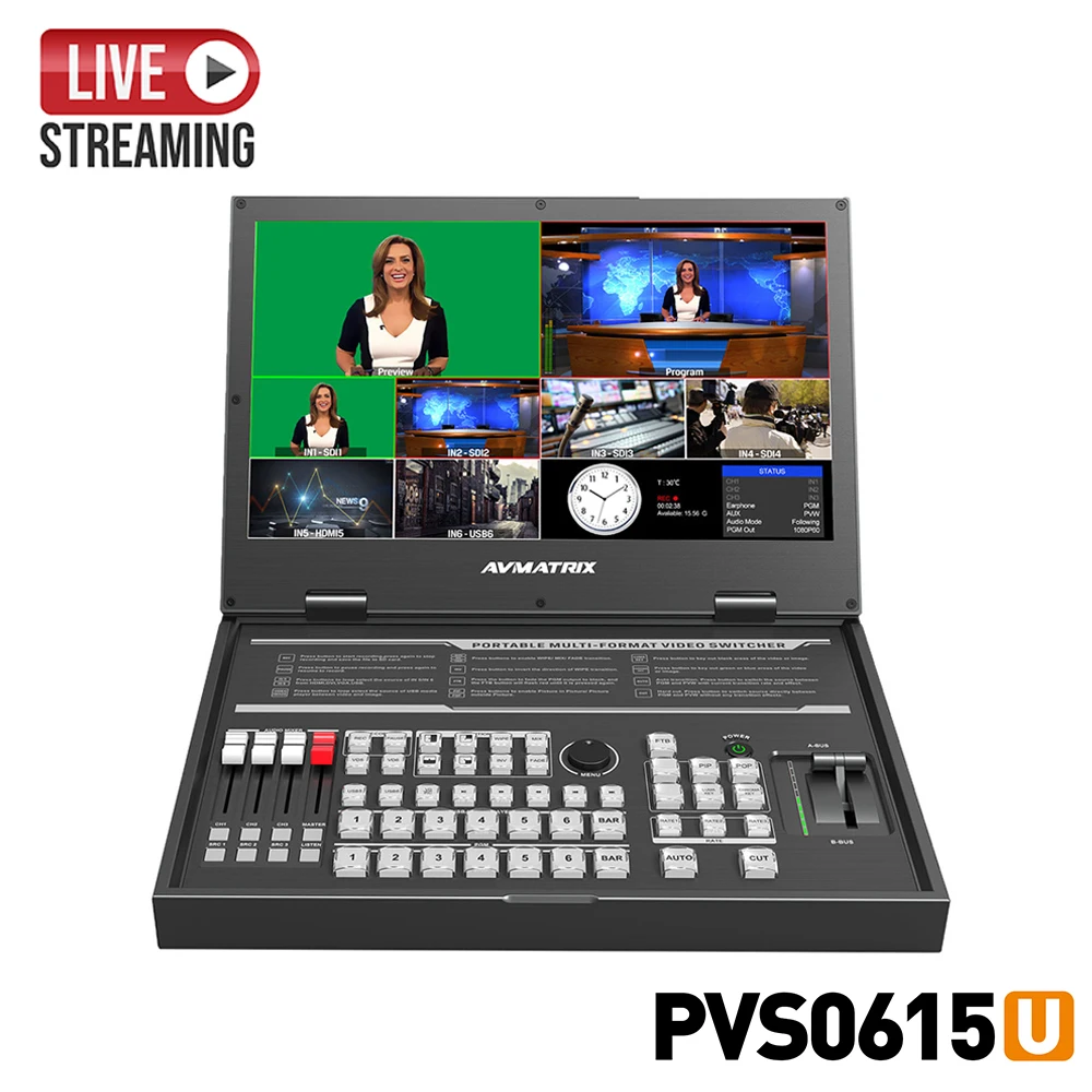 AVMATRIX PVS0615U Portable 6 Channels SDI/HDMI Multi-format USB Capture Streaming Switcher