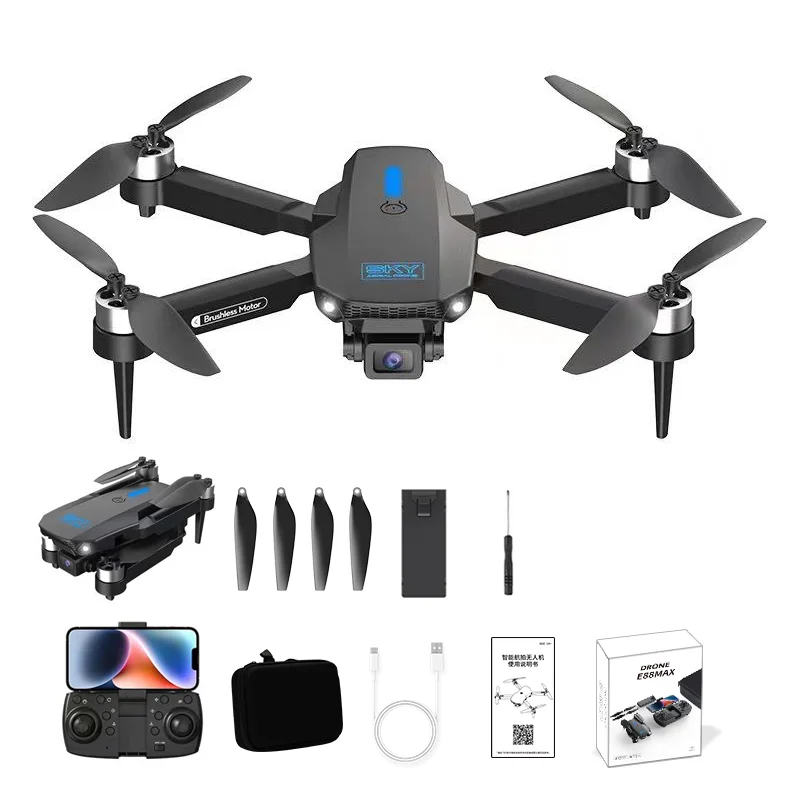 Профессиональный E88 Макс складной Wi-Fi FPV Дрон HD 4K двойная камера бесщеточный двигатель Квадрокоптер игрушечный пульт дистанционного управления