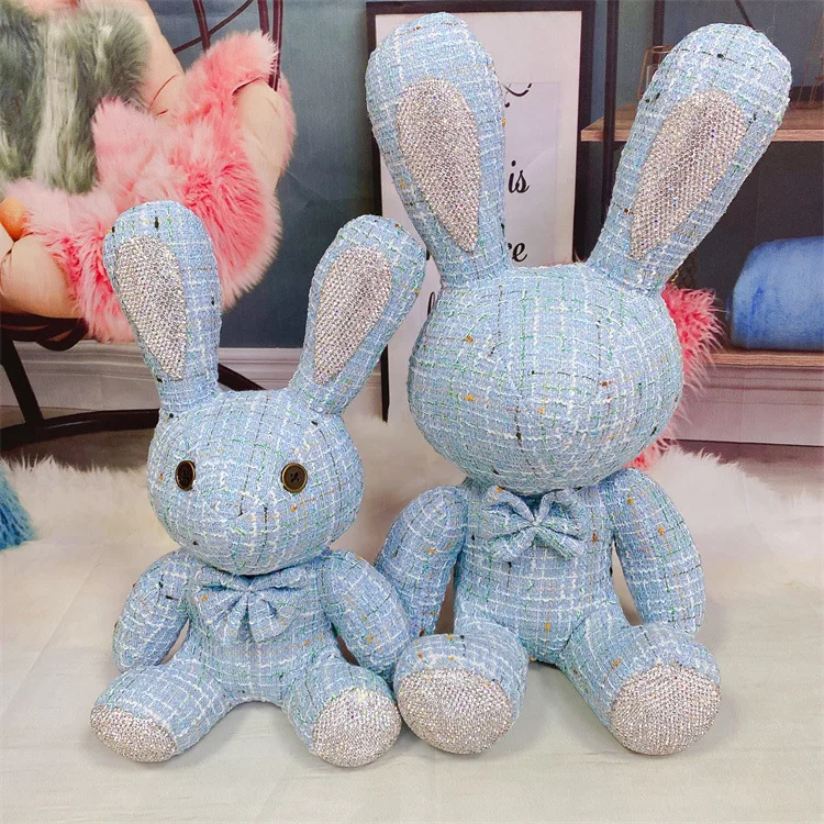 Rabbit Bunny Birthday Gift Party Easter Decoration Cute Little White PU Leather Rabbit Plush Toys
