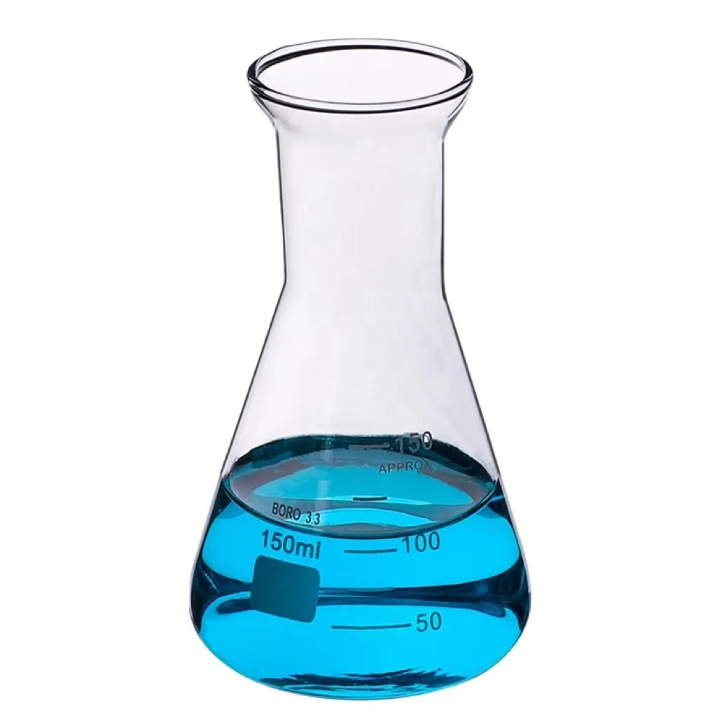 High Transparent Narrow Neck Graduated Borosilicate Glass Erlenmeyer Flask Bottle Conical Flask