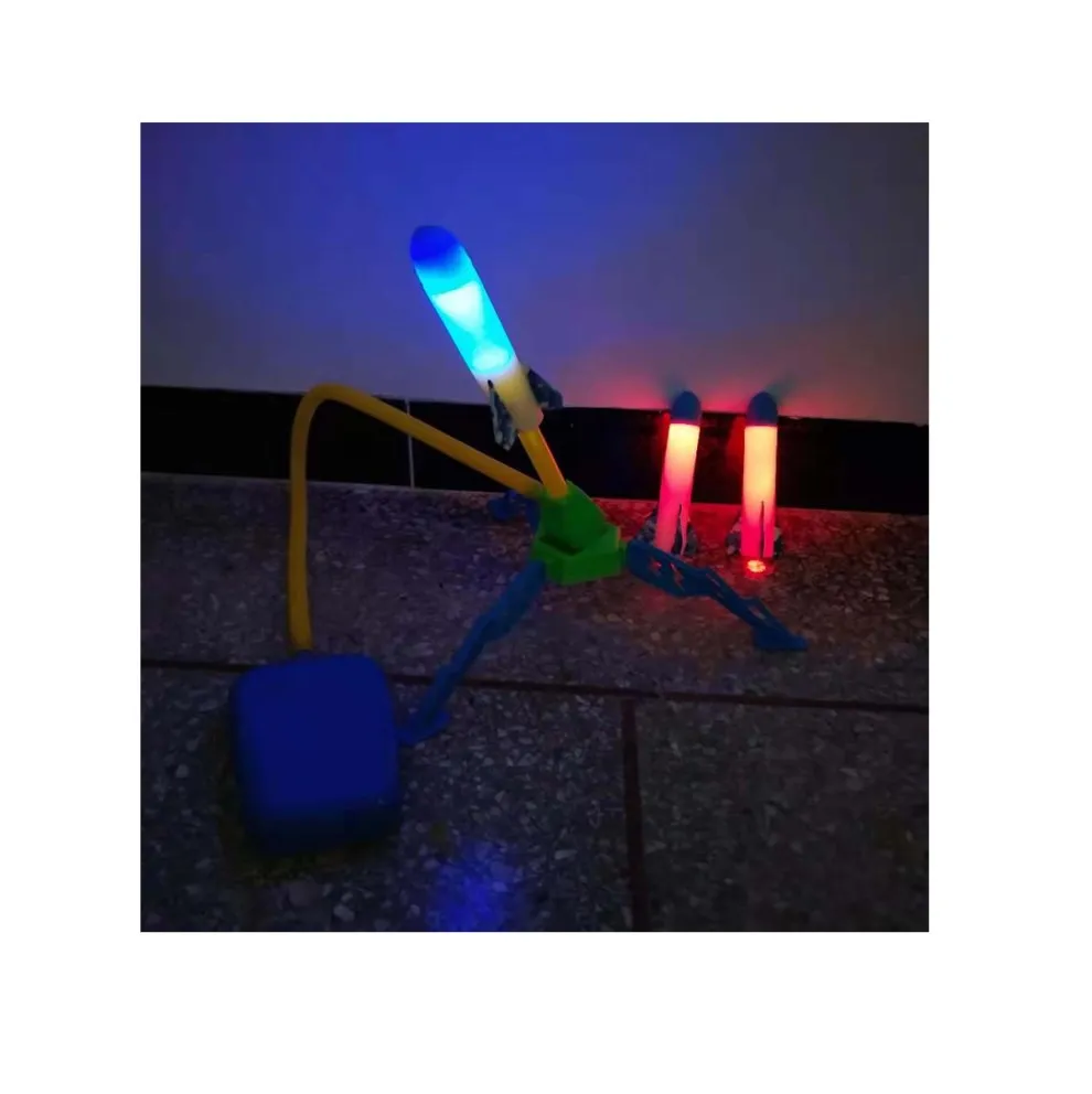 Outdoors game children jumping flying cool foam pump rocket launcher toy