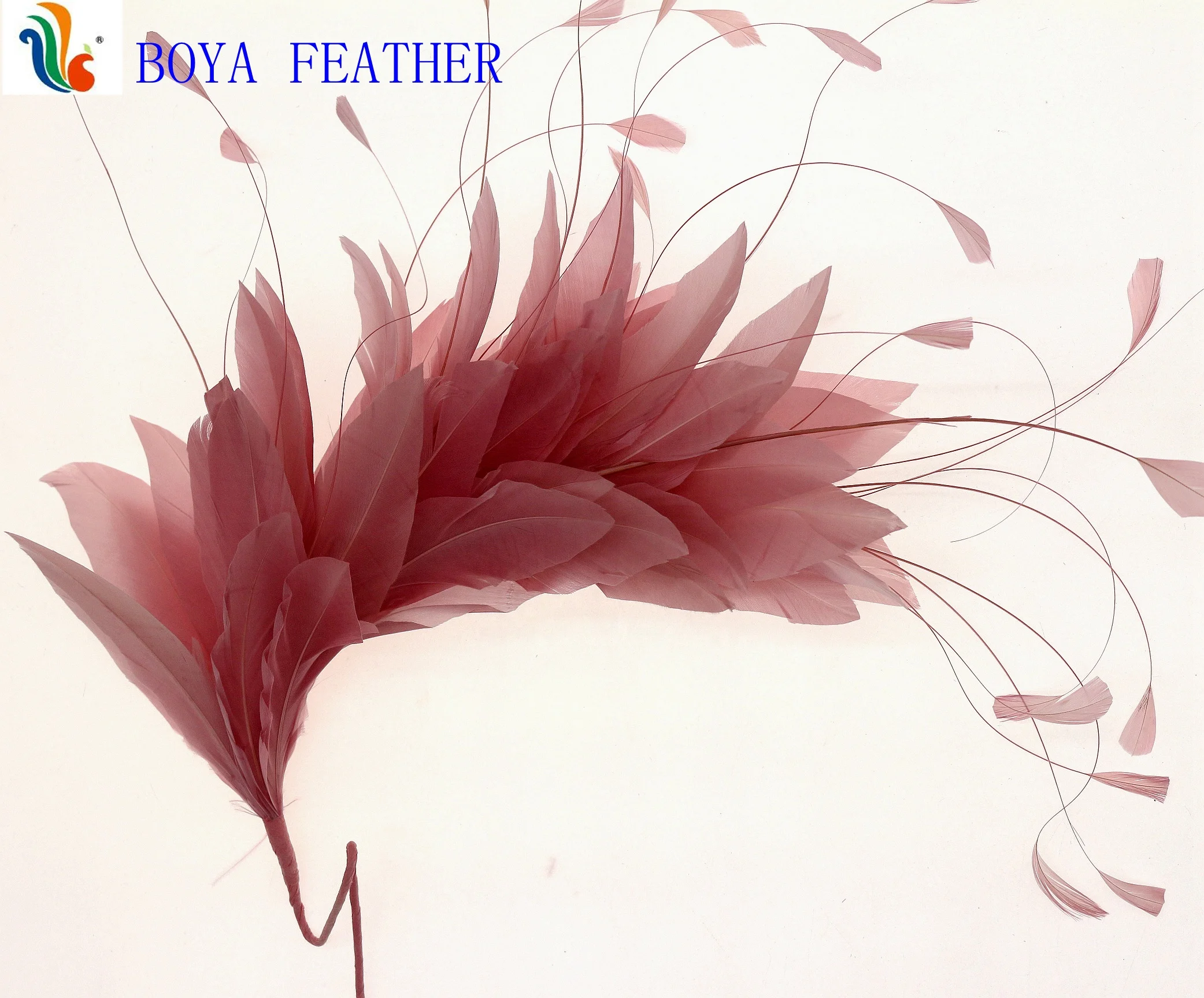millinery supplies stripped goose feather flower mount with wire accessory