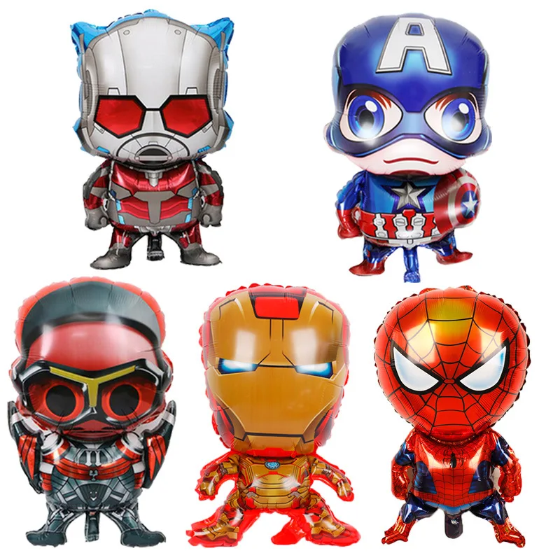 Marvel Captain America Spiderman Hulk Iron Man Cartoon Foil Balloons Baby Shower boy Birthday Party Decor Kids Gift