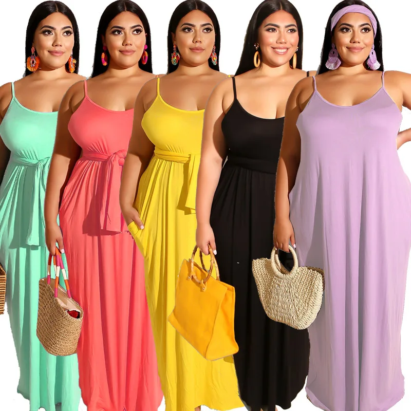 
Solid 10 Colors Oversize Women Summer Dress Plus Size Dress 5xl Cotton Dress 