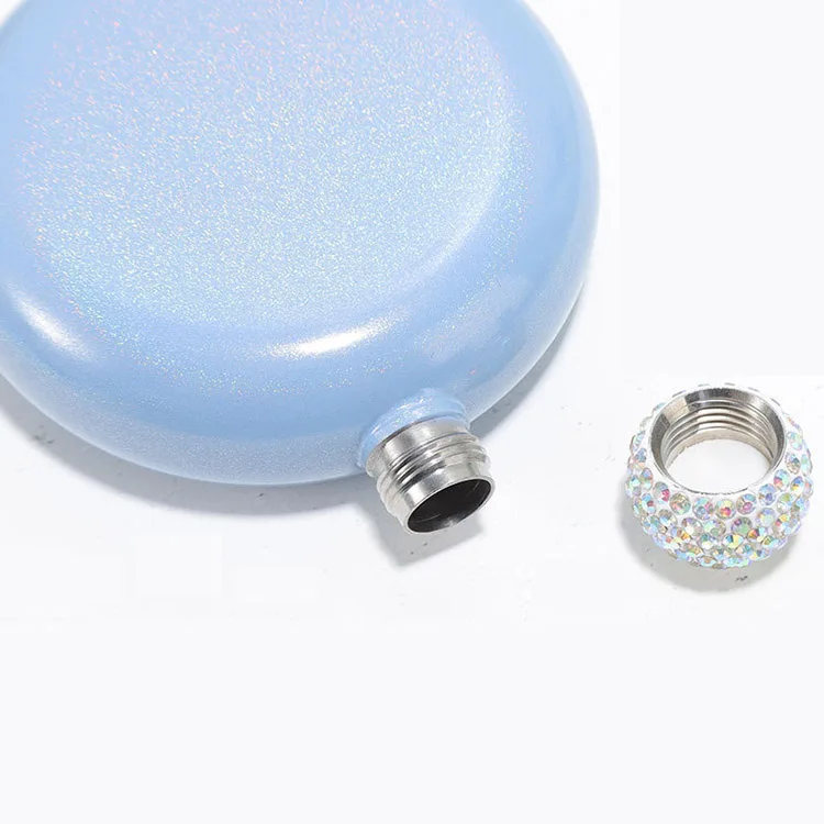 5oz Round Glitter Hip Flask 304 Stainless Steel For Lady drinking Liquor Whiskey