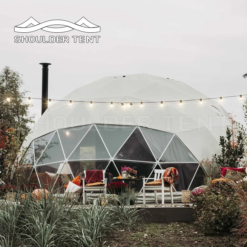 Direct Factory 6-8 person dome tent Round PVC geodesic dome tent 6m for camping outdoor hotel resort village homestay