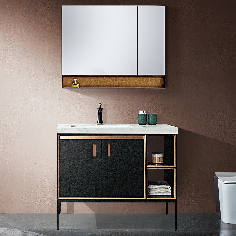 Foshan Modern Bathroom cabinet manufacturer with Plywood Custom Free Painting  Modern Bathroom Furniture