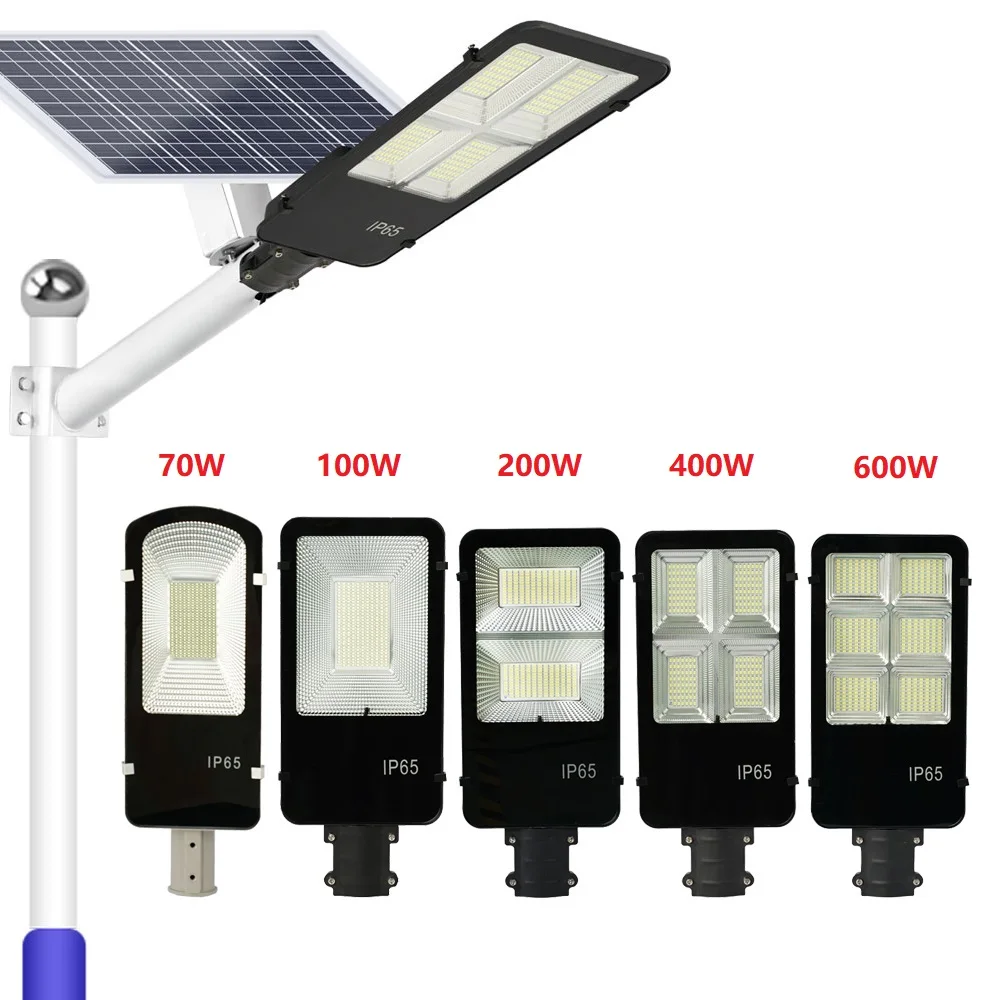 OKELI High Lumen Aluminum Glass IP65 Waterproof 70W 100W 200W 400W 600W Outdoor LED Solar Street Light
