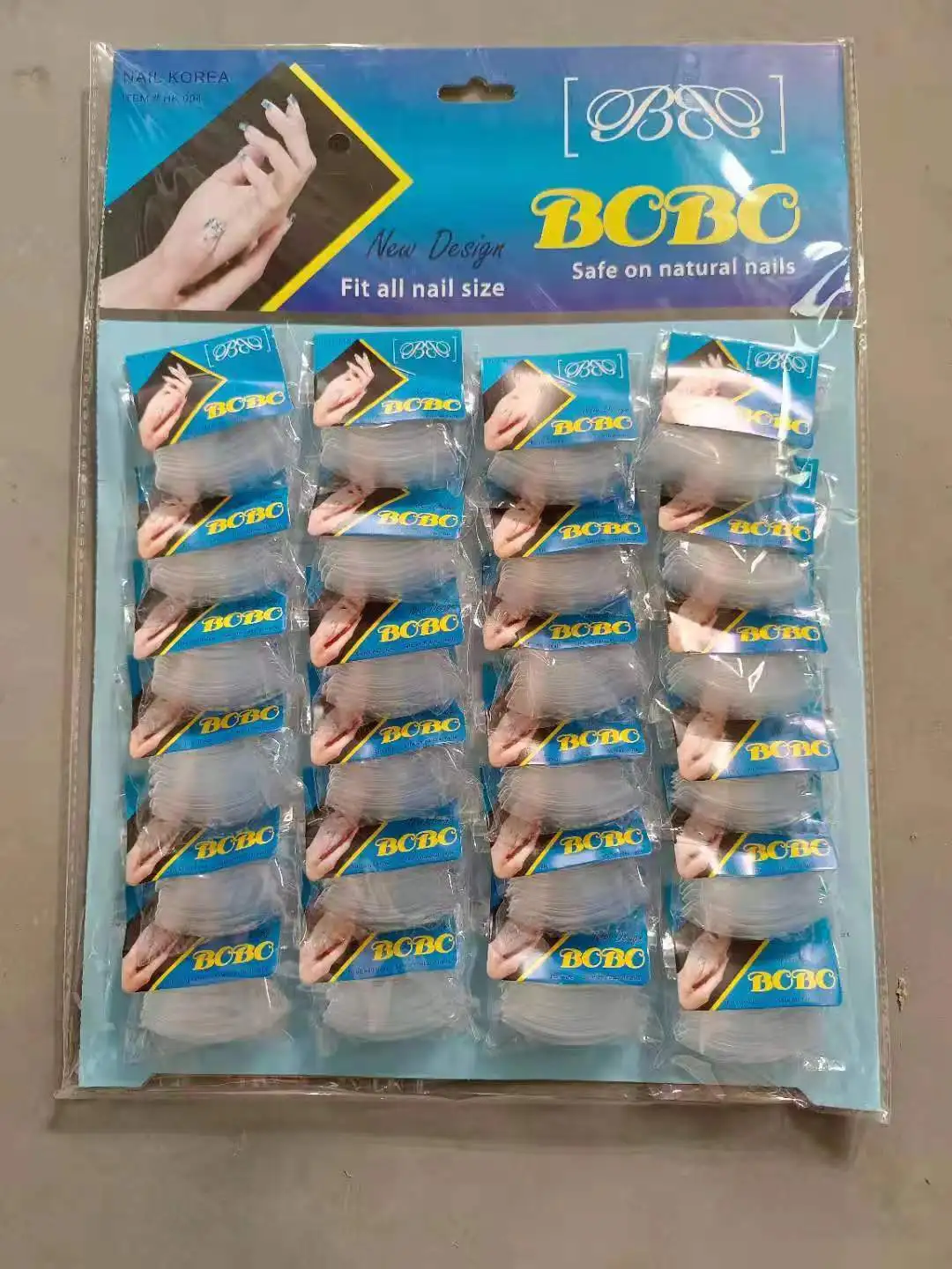 hot sell 480 PCS ABS Artificial Transparent Tips solid color 24 packing card with nail patch  False tip nail press on nail