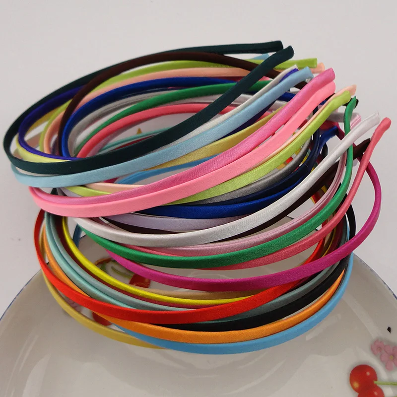 5mm Satin Covered  Metal Wire Headbands Full Fabric Wrapped Hairbands Base Hair Hoops for DIY Kids Hair Bows