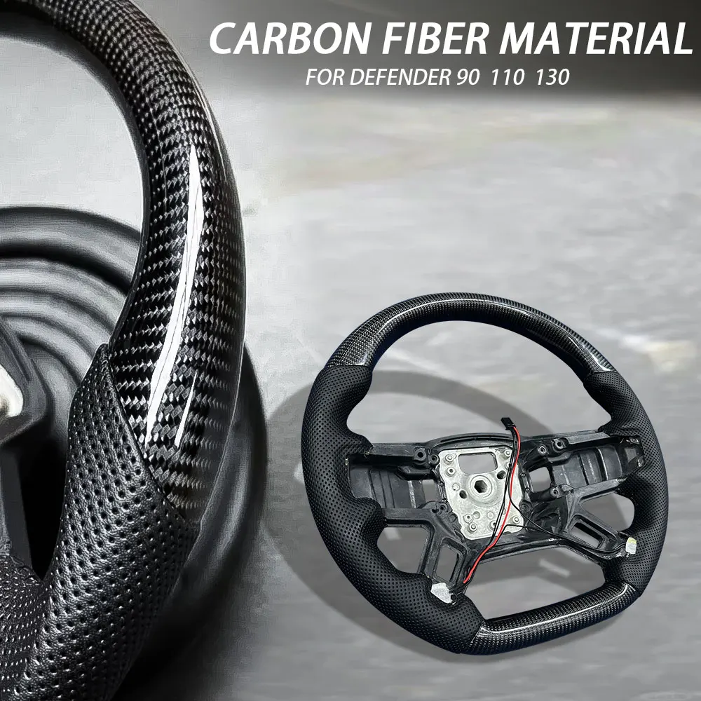 Car Interior Modification Accessories Carbon Fiber 40X40 Steering Wheel For Land Rover Defender 2020 2024