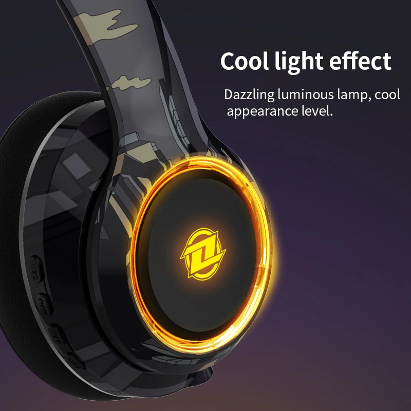 Custom Earphones TF Headphones LED Lights Wireless Headsets Custom Logo Hands Free Headset for Mobile Gaming In-ear Headphones