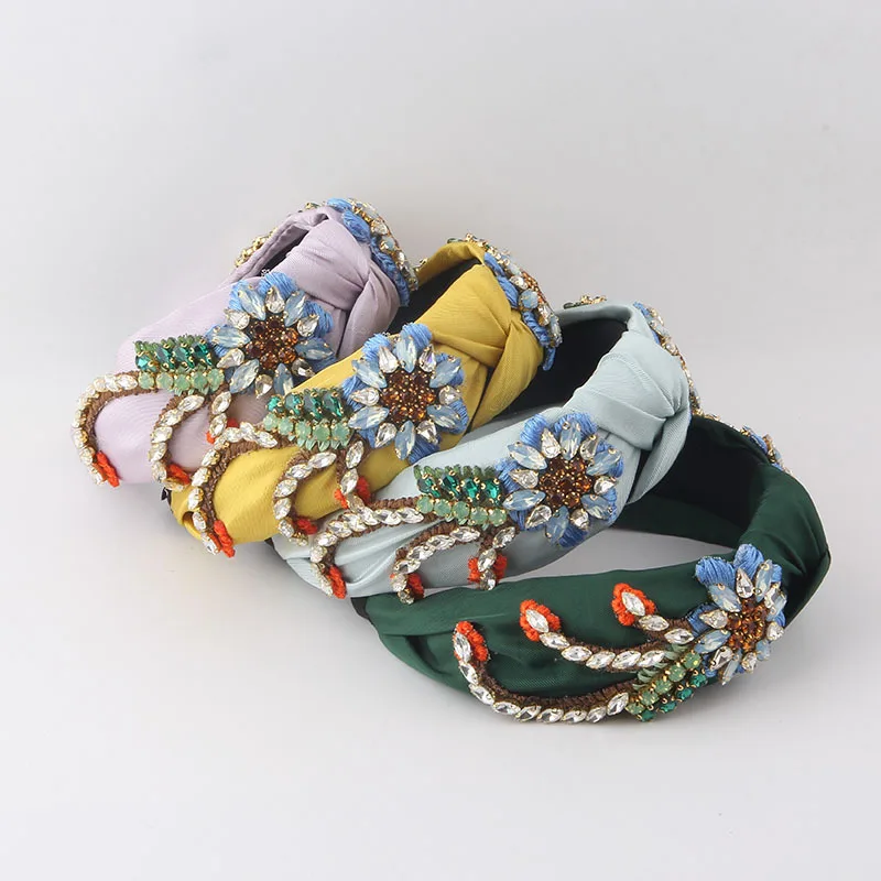 Baroque Rhinestone Fabric Flower Hair Ornaments Beautiful Personality Temperament Lady Travel Gift Hair Bands