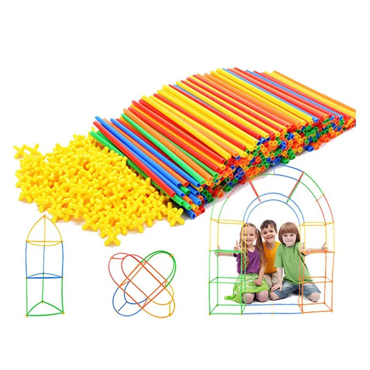Colorful Plastic Educational Smart Learning  Straw Building Toy Straw Construction Toy Straw Toy