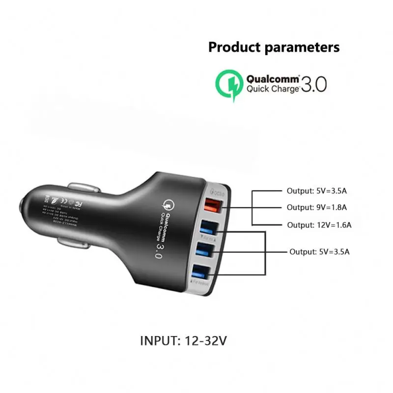  Красивая упаковка 4 Usb-порта Qc 3 0 адаптер для быстрой зарядки автомобиля электрическое автомобильное зарядное устройство