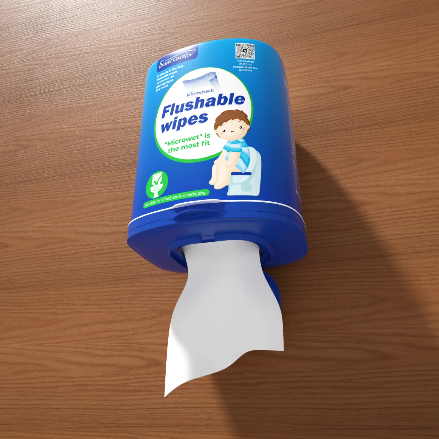 Microwetsoft Flushable Wipes Roll,100% Plant-based Toilet Wipes Roll,Biodegradable Butt Wipes Flushable Wipe Roll