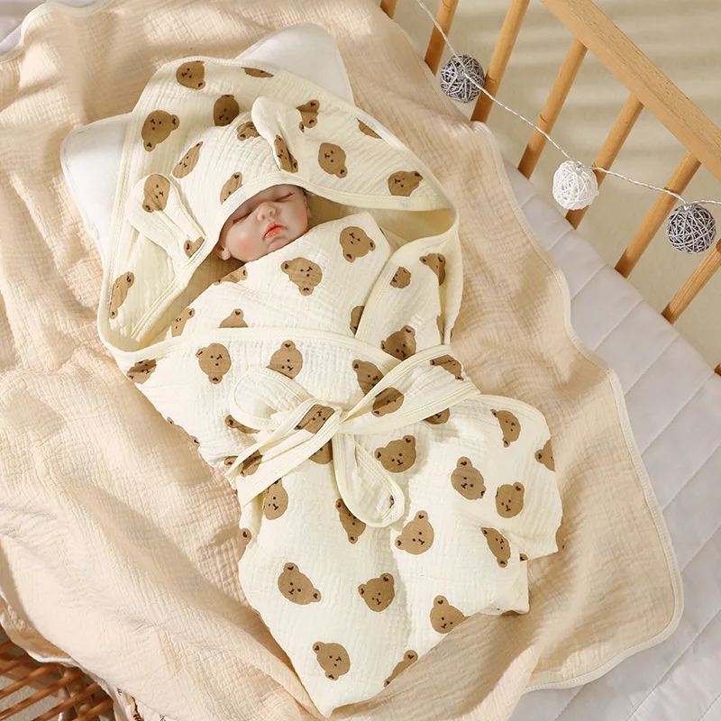 Toddler four layers pattern Blanket Bath Towel for Kids hoodie Blanket Newborn Towel Hoodie Swaddle Blankets With Cap For Kids