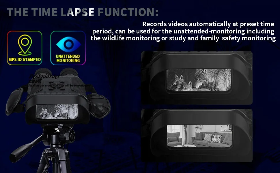 Bestguarder 22.5*50 wide view 4' TFT watching window day and night vision binocular up to 400 meters with 2' TFT LCD