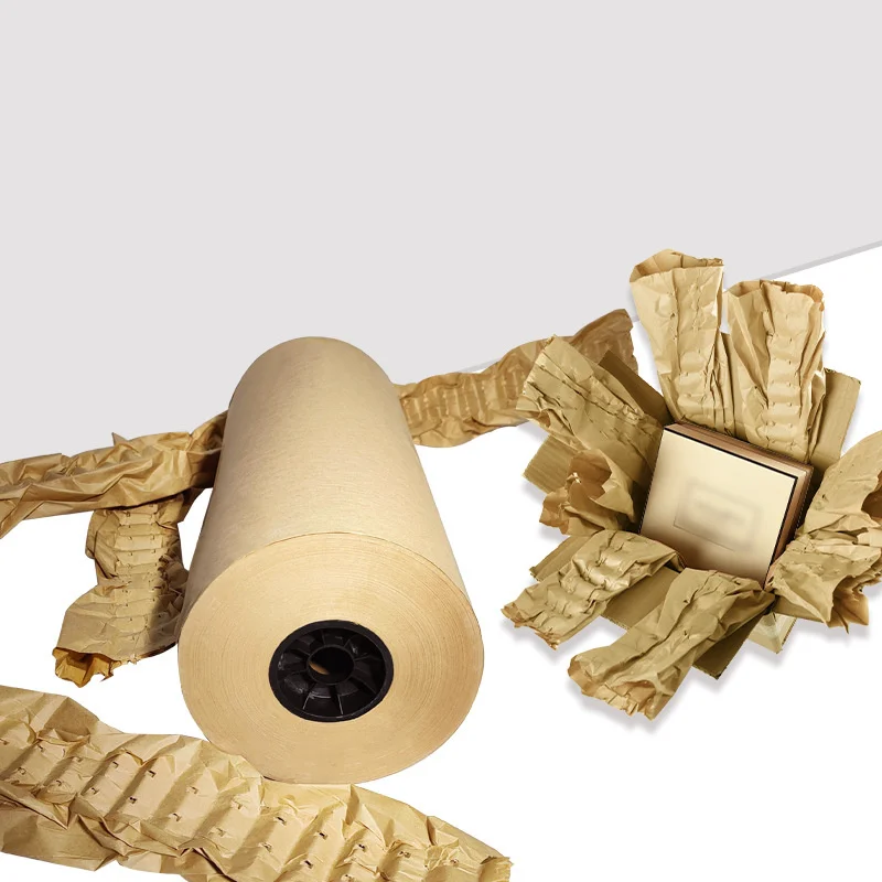 2024  Hot Selling Biodegradable Gift Wrapping Paper Roll Recycled Brown Perforated-Packing Honeycomb Kraft Paper Roll