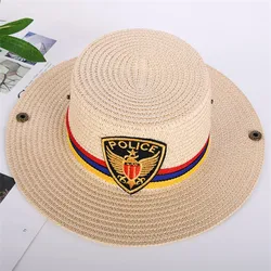 HEFT BOOOGE Summer Sunshade UV Protection Children Flat Top Cowboy Beach Kids Straw hats