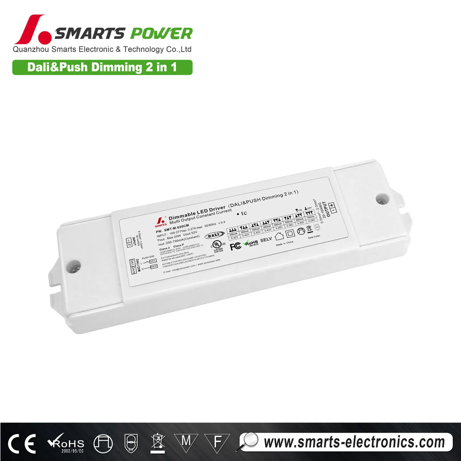 UL cUL 277v led constant current dali dimmable led power supply 10W