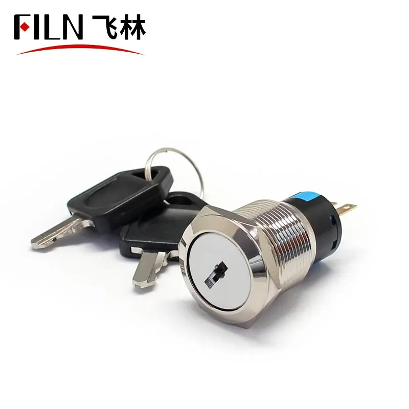 19mm Push Button Switch  Metal Switch with key Waterproof Stainless Steel 2 Position 1no1nc Switch 3 pins