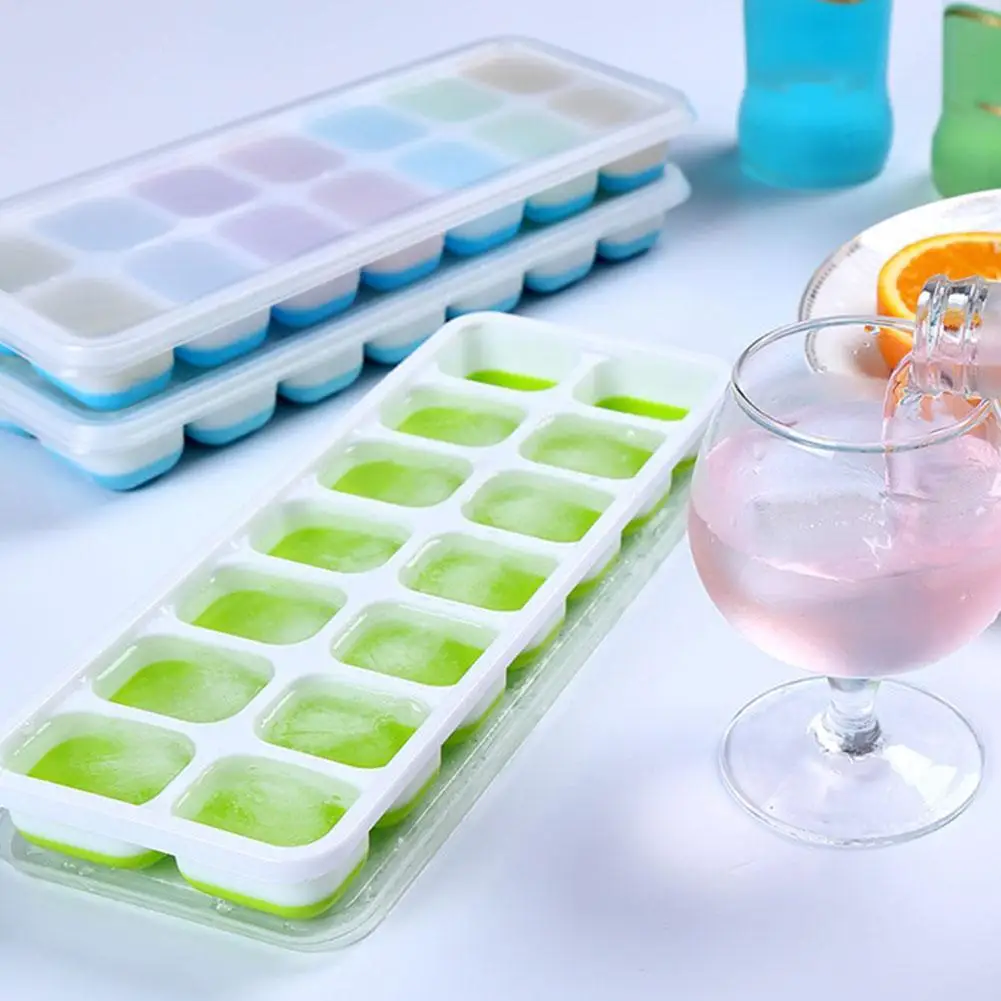Custom LFGB Certified Easy Release Creative Christmas Mold BPA free 14 holes silicone ice cube tray with Removable Lid