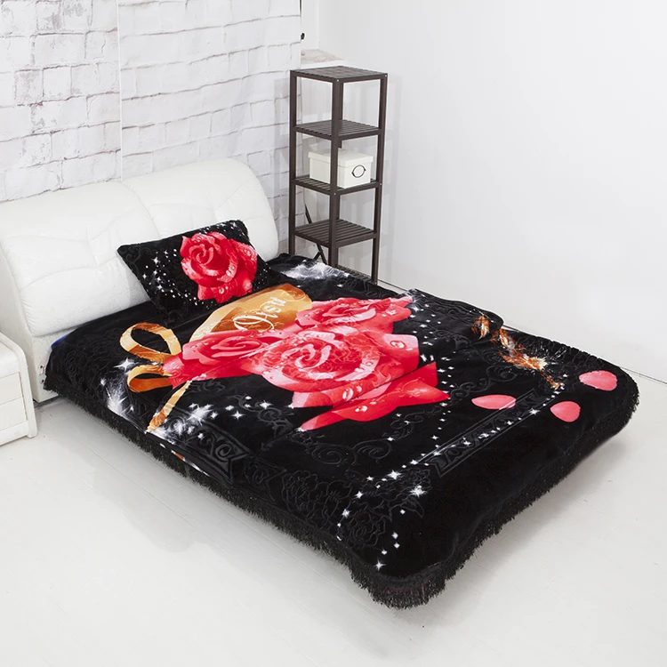 Dubai Korean Style 3D Printed Down Blankets For Winter Double Layer 4pcs Bedding Set