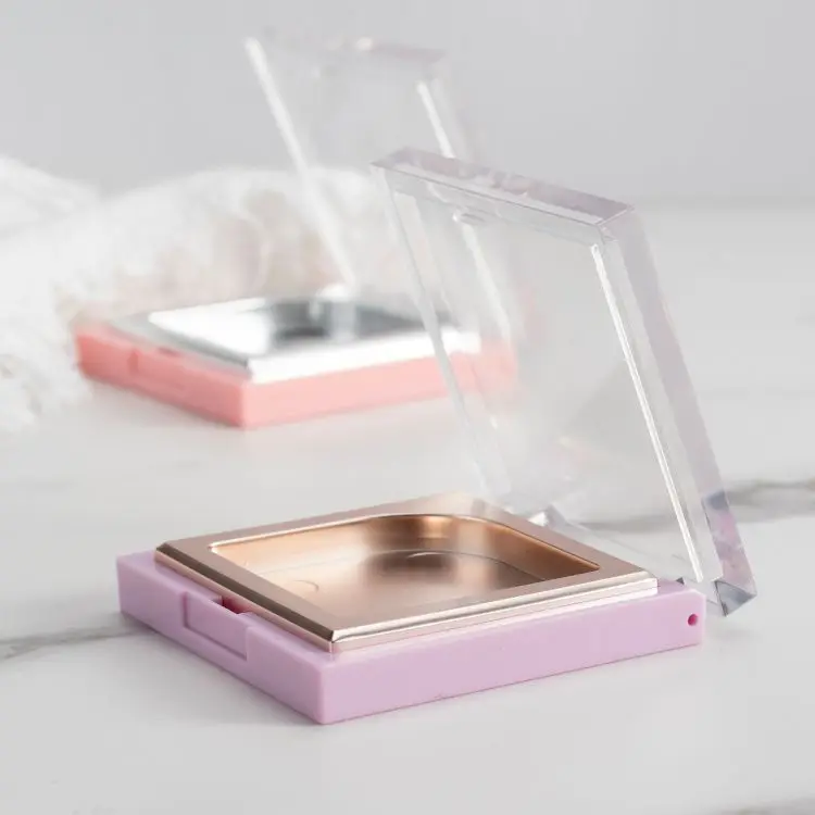 New Design Wholesale DIY Single Color Blush Case Plastic Mini Portable Eyeshadow Case Square Cosmetics Container