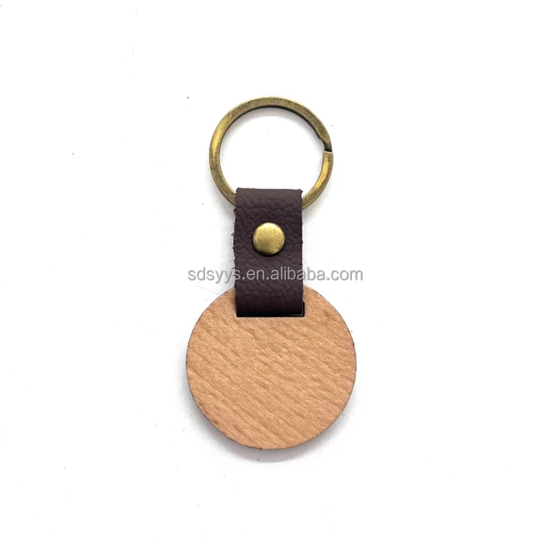 Custom DIY Gifts Handmade natural Blank Wooden Factory Keychain Wooden Key Tag with Split Ring Key Chain For Souvenir gift
